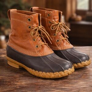 Vintage L.L.Bean Bean Boots Women 5.5 Brown Leather Duck Boots USA Made Boot